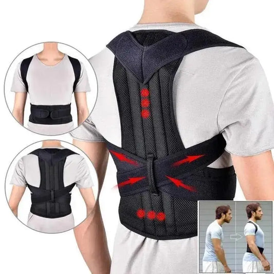 Men Adjustable Mesh Posture Corrector Belt Black