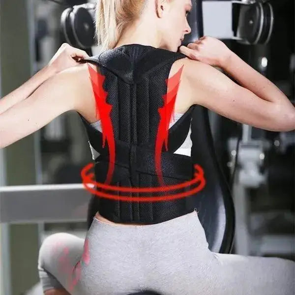 Men Adjustable Mesh Posture Corrector Belt Black
